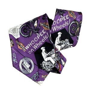 Harley Davidson Silk Tie Motorcycle 1994 90s Nicole Miller Vintage Purple Hummer